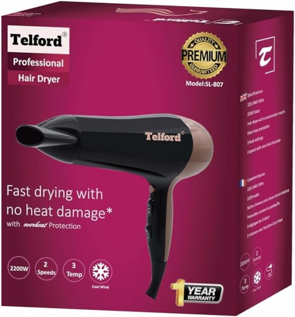 Telford Professional Hair Dryer with Concentrator Nozzle